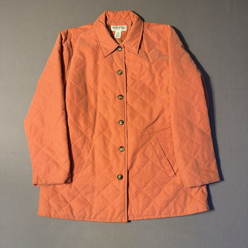 Orvis Women's Large Chore Barn Coat Shirt Hunting Jacket Shacket Salmon